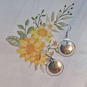 Live Your Dream Hoop Earrings - Silver Tone